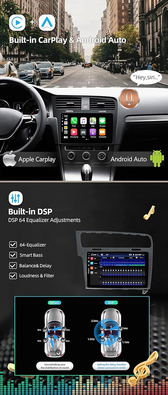 JOYX - 6G+128G - Android 15 IPS Autoradio Passt für Golf 7 (2013-2018) - Kabellos CarPlay/Android Au