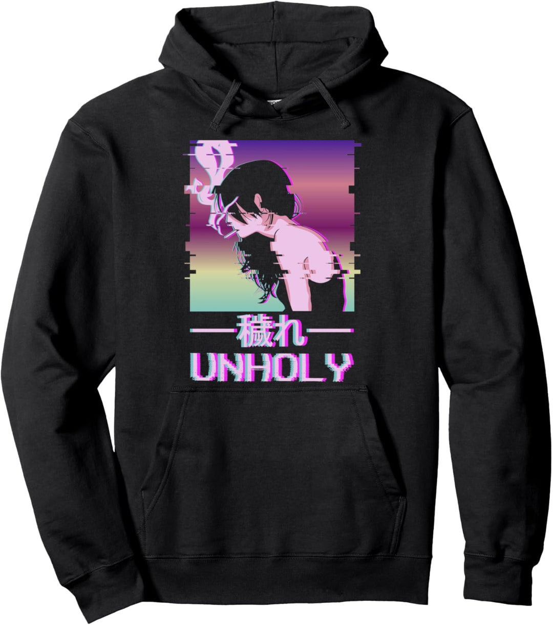 Unholy Japanese Vaporwave Alt Indie Aesthetic Anime Girl Pullover Hoodie