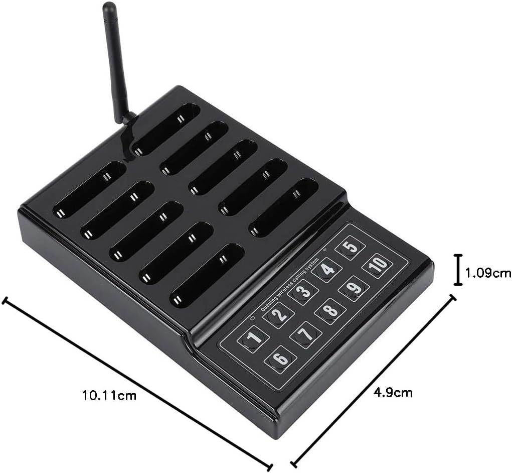 Drahtloses Pager-System für Restaurants, Warteschlangen-Anrufsystem, 10-Kanal-Anruftastatur 10 Pager