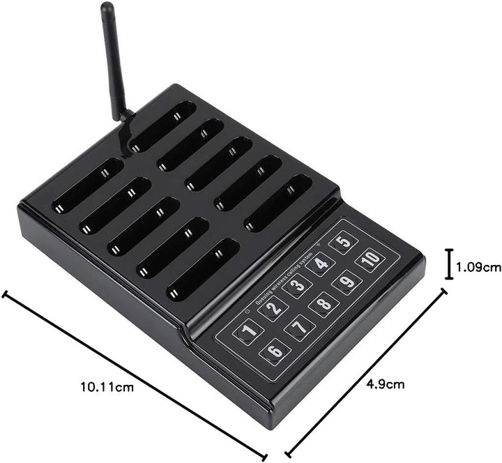 Drahtloses Pager-System für Restaurants, Warteschlangen-Anrufsystem, 10-Kanal-Anruftastatur 10 Pager