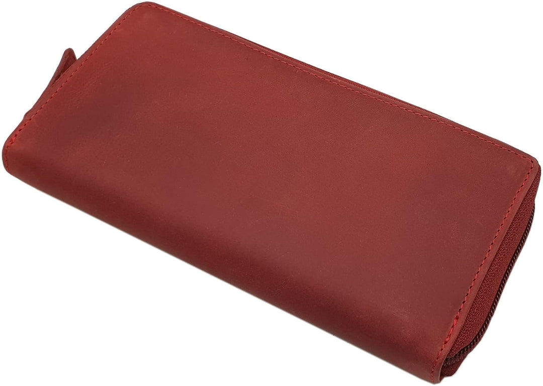 myledershop Grosse Vollrindleder Damen Geldbörse/Geldbeutel/Portemonnaie/Geldtasche/Portmonee rundhe