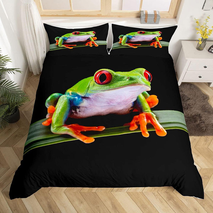 Homewish Frosch Bettwäsche Set Tropical Amphibian Tröster Cover 3D Tier Frosch Print Bettbezug Für T