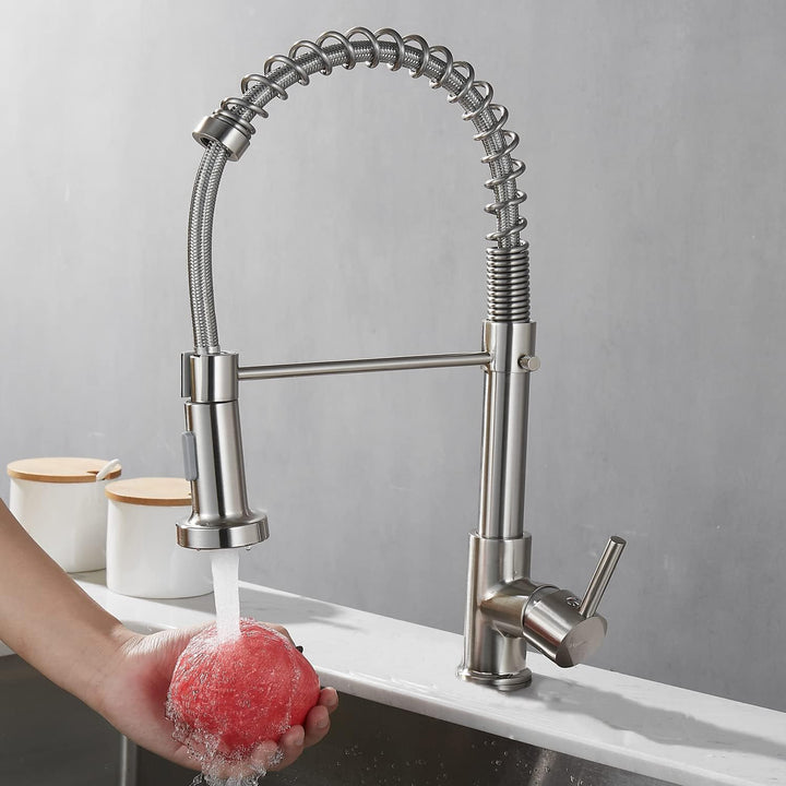 Wasserhahn Küche, Hoher Bogen Hochdruck Küchenarmatur mit Herunterziehen Brause Armatur 360° drehbar