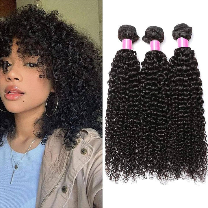 RICHAIR Human Hair Bundles, Curly Wave 3 Bundles, 12 Inches (30.48 cm), Human Hair Brazilian Curly H