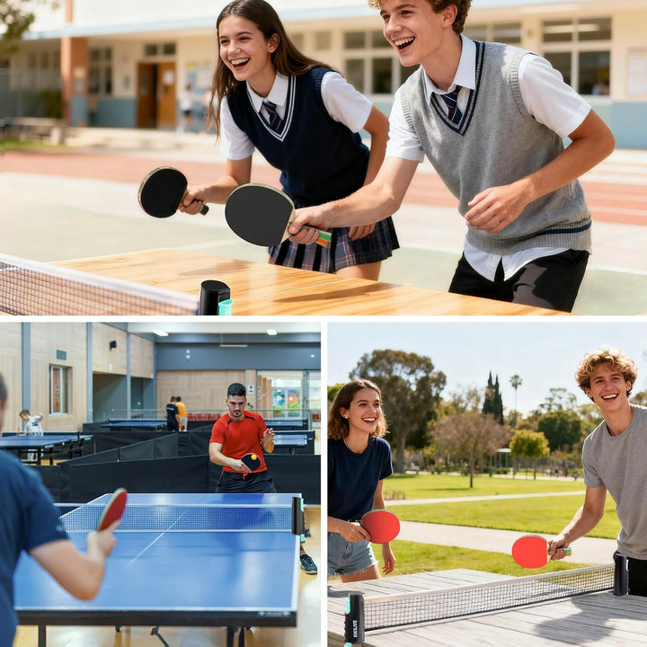 Tischtennis Set mit ausziehbarem Netz, 2 Schlägern, 6 Bällen und Tragetasche – das tragbare Set für