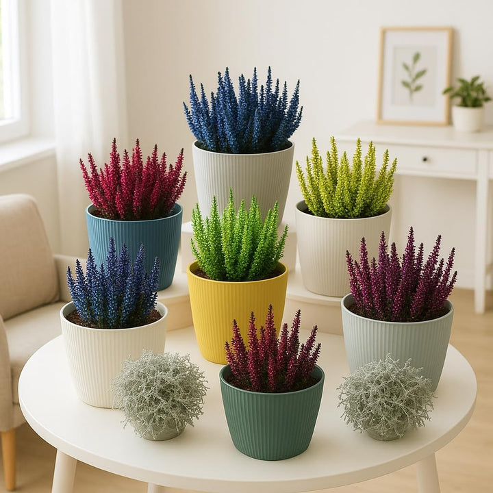 Home Garden Ornaments Blumentopf Set 3er – Kunststoff Übertopf, geriffeltes Design, modern & dekorat