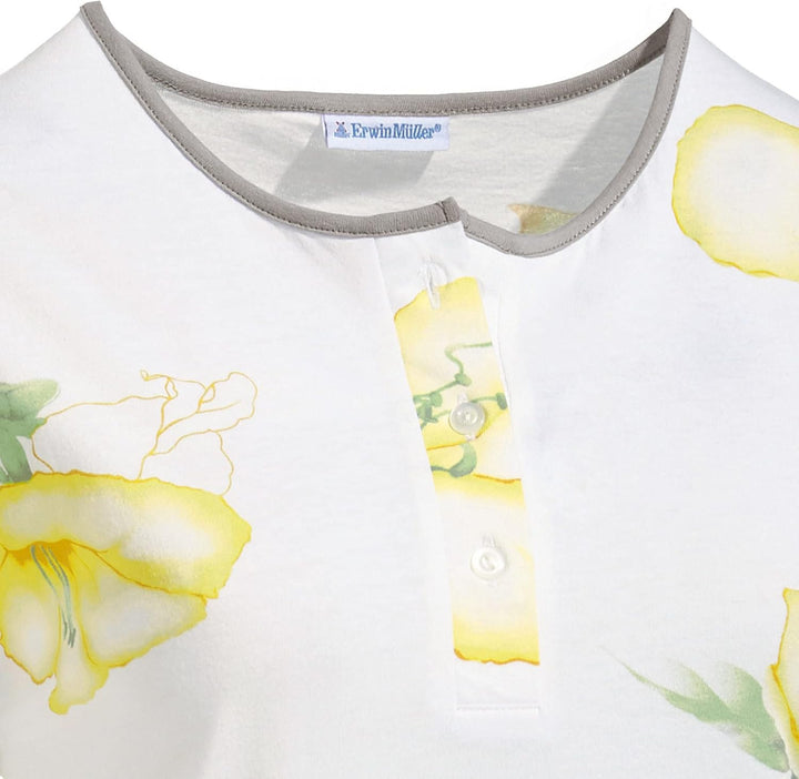 Erwin Müller Damen-Nachthemd, Nachtkleid, Nachtwäsche Single-Jersey Blumen - mit Rundhalsausschnitt