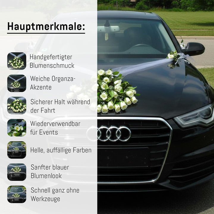 Spitze STRAUss Auto Schmuck Braut Paar Rose Deko Dekoration Autoschmuck Hochzeit Car Auto Wedding De