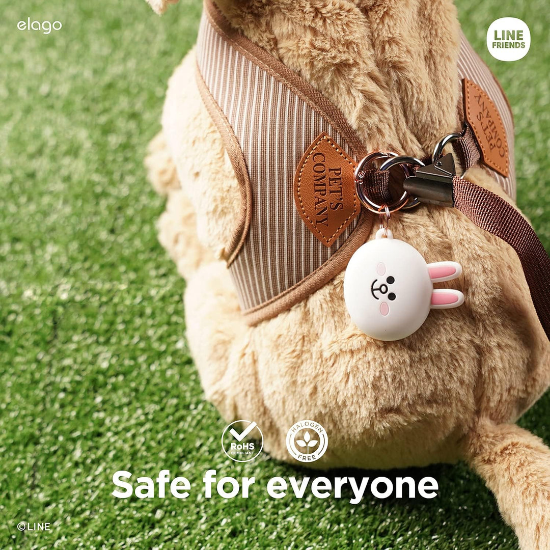 elago I LINE Friends Silikon Hülle Kompatibel met für Apple AirTag 2 &amp; 1 Gen - Voller Schutz, Inklus
