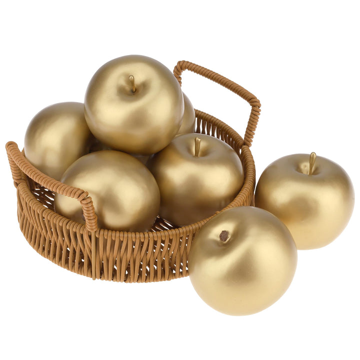 Meiwlong 6 PCS Künstliche Golden Realistisch Apfel Gefälscht Lebensecht Anzeige Früchte Faux Simulat