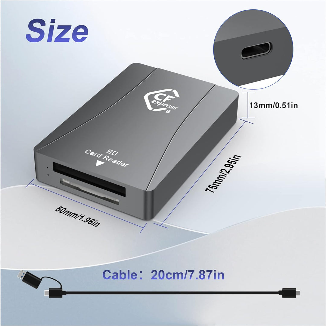 CFexpress / SD Kartenleser Typ B USB 3.2 Gen2 10 Gbit/s CFexpress Speicherkartenleser aus Aluminium