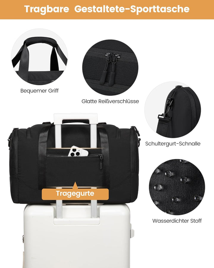 LOVEVOOK Sporttasche Damen Herren 30L Reisetasche mit Schuhfach & Nassfach, Gym Bag Schwimmtasche Sa