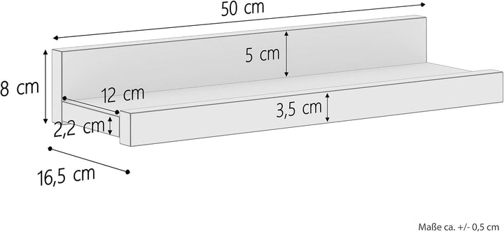 Erst-Holz Bucheablage Regal Fotoleiste für Bilder Bücher und Deko in DREI verschiedenen Längen V-90.