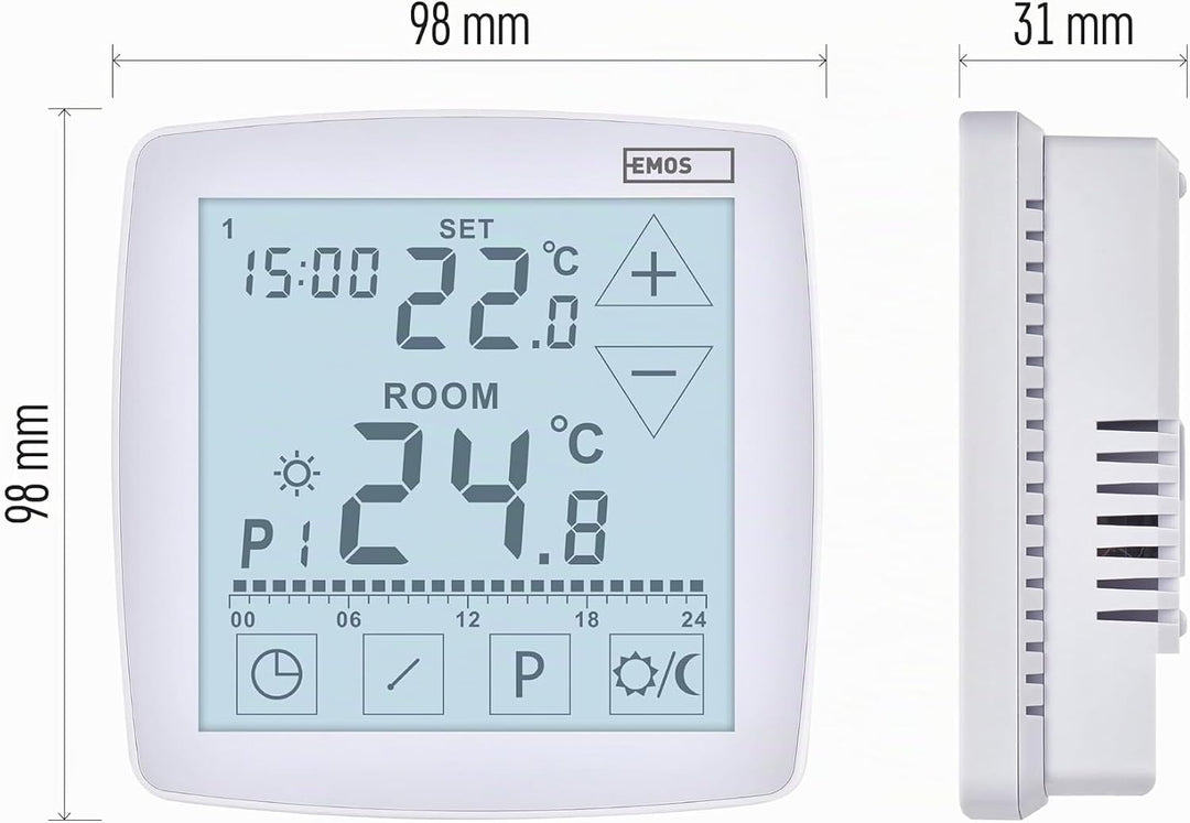 EMOS - digitaler Raumthermostat mit OpenTherm - programmierbar, drahtgebunden, 2X 1,5 V Batterie - H