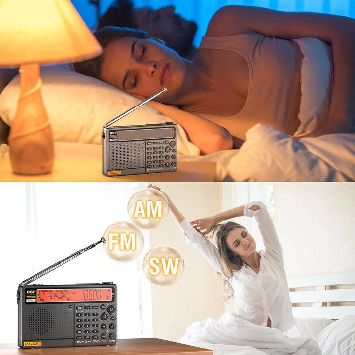 Raddy RF757 APP Control Kurzwellenradio, Tragbares Radio mit AM/FM/SW/VHF/UHF/CB/AIR Rezeption, 2500