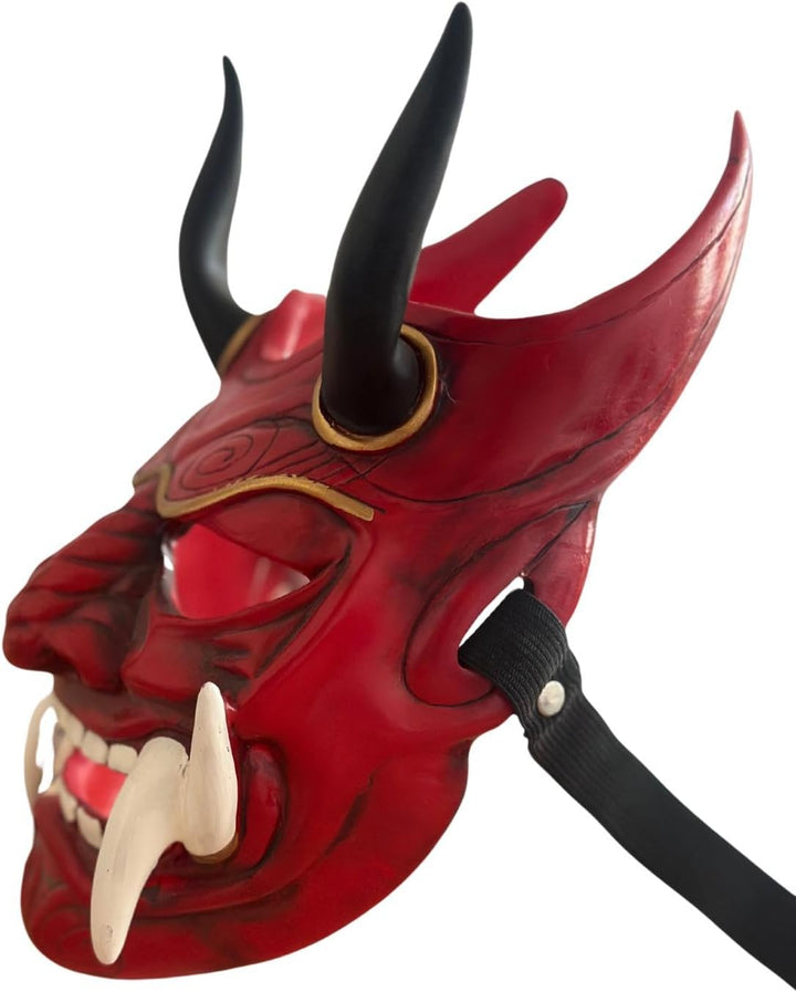 Generisch Oni Maske Rot – Japanische Dämonenmaske aus Harz – Samurai Stil – Kostüm- & Dekomaske für