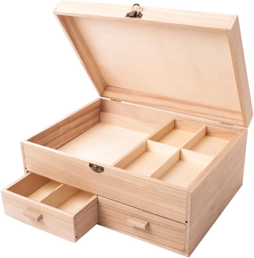 INNSPIRO Balsa Holz Nähkasten mit Schubladen 37 x 21,5 x 14 cm, 244