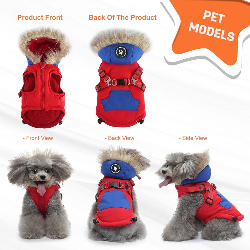 PETCUTE Hund Wintermantel mit Kapuze,Hundemantel mit Reissverschluss,Verstellbar Hunde Winterjacke f