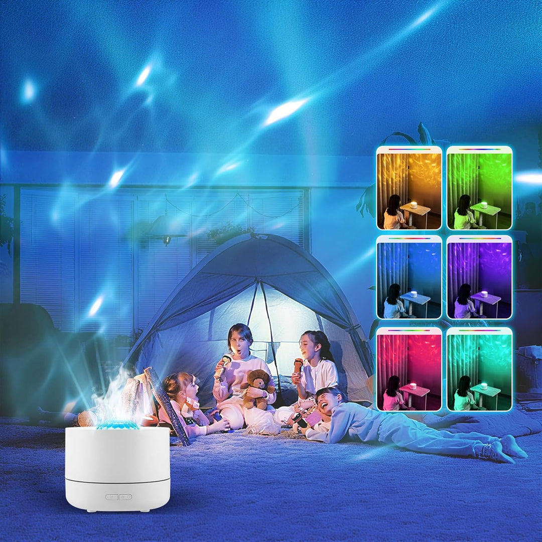 Luftbefeuchter mit Sternenprojektor - 7 Farben LED Nachtlicht & Aromadiffusor - 200ml Tank, 35dB Lei