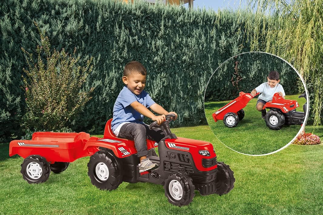 Dolu Ranchero Kinder-Rutschtraktor mit Anhänger, Pedaltraktor mit Anhänger für Kleinkinder ab 3 Jahr