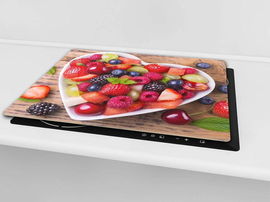 Küchenbrett aus Hartglas und Induktionskochplattenabdeckung – Schneideplatten SINGLE mit 60 x 52 cm