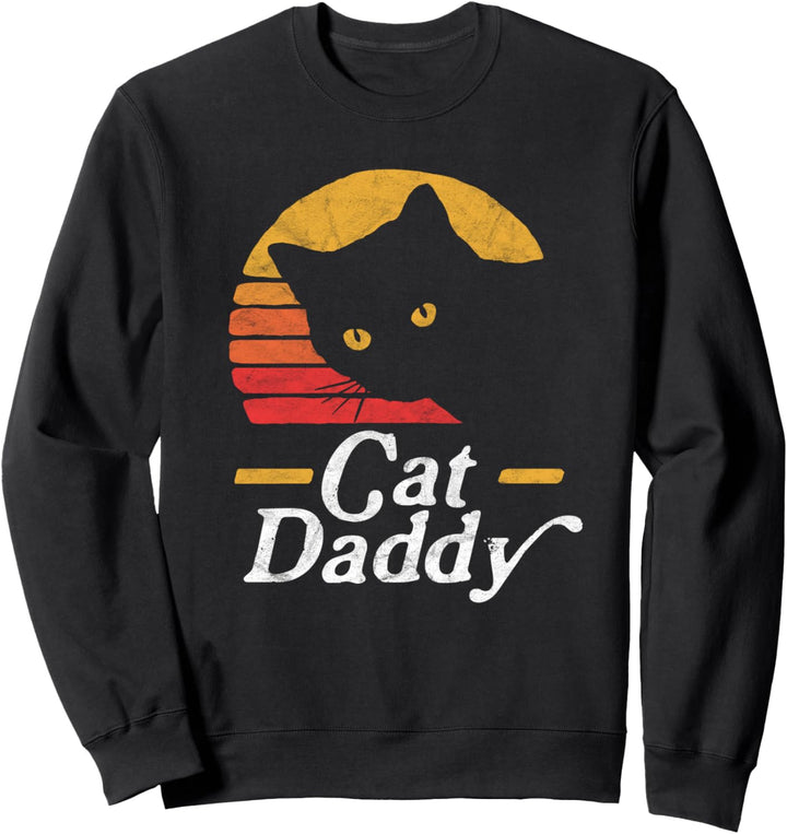 Cat Daddy Vintage Eighties Style Cat Retro Distressed Sweatshirt