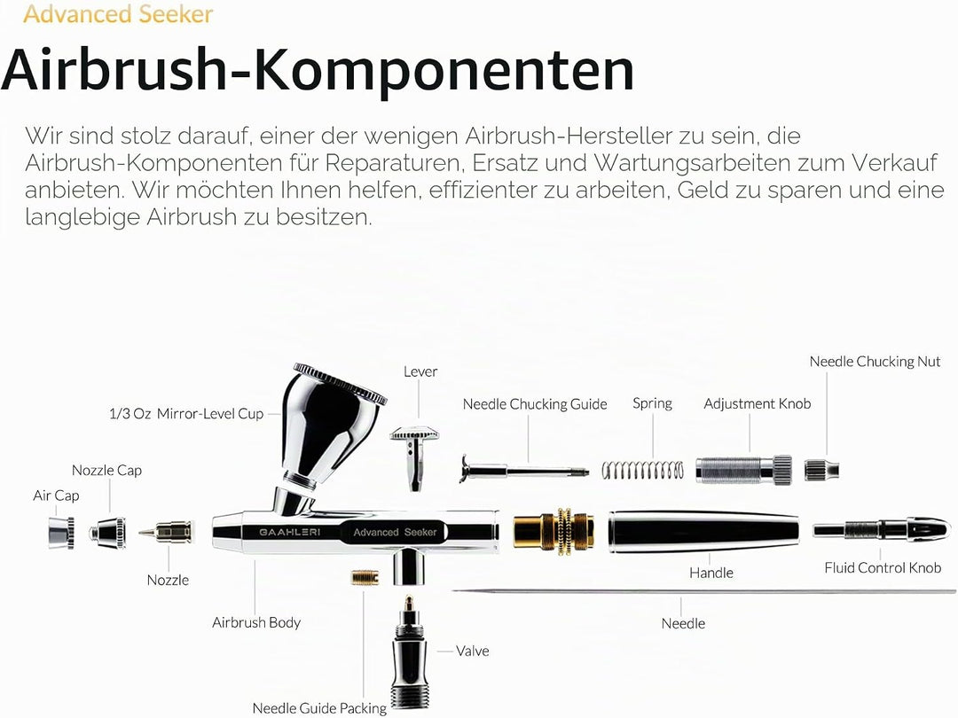 Gaahleri Airbrush Seeker, Doppelhubbetrieb mit Schwerkraft-Becher, 6-Kanal-Schnellverschlussdüse, 0,