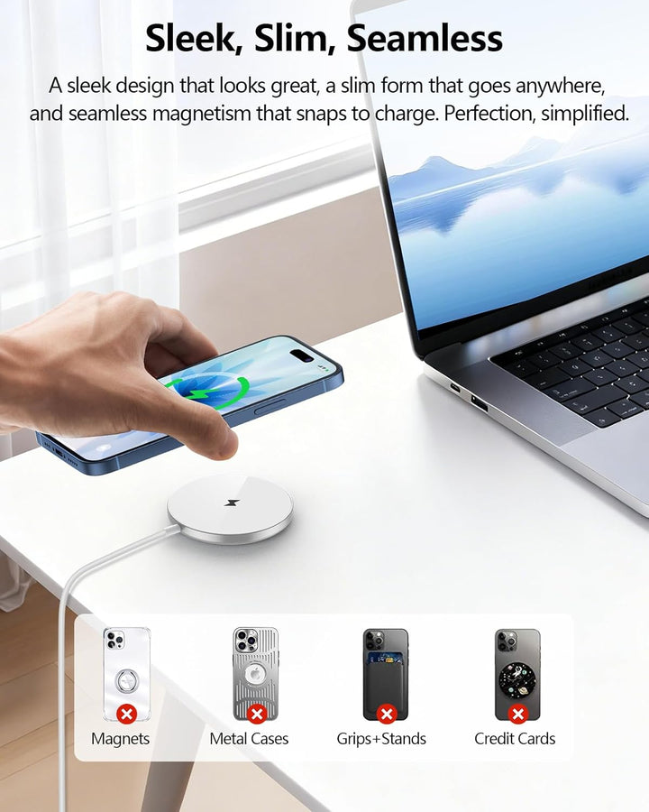 NANAMI MagSafe Ladegerät für iPhone mit 20W USB-C Adapter, Magnetisches Wireless Charger Induktive K