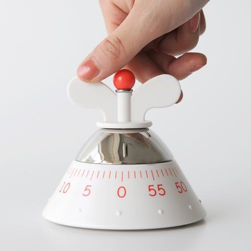 Alessi A09 W Kitchen Timer, Küchentimer aus thermoplastischem Harz, weiss ,, 10,5cm, Weiss
