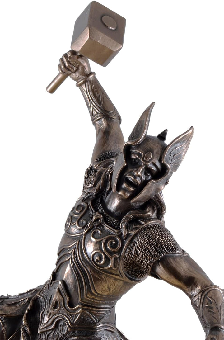 Nordischer Donnergott Thor in Rüstung Gott Figur bronziert Odin Skulptur by Veronese