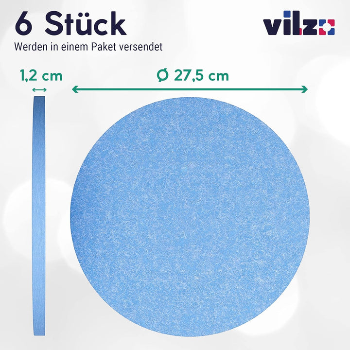 vilz 6er Set Akustikelemente aus recyceltem Filz - rundes Wandpaneel selbstklebend Schalldämmer Ø 27