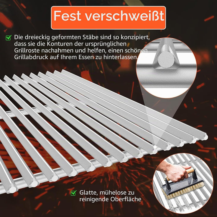 QuliMetal 49,5 x 33cm 7528 Grillrost Edelstahl für Weber Genesis E-310/320/330, S-310/320/330 (2007-