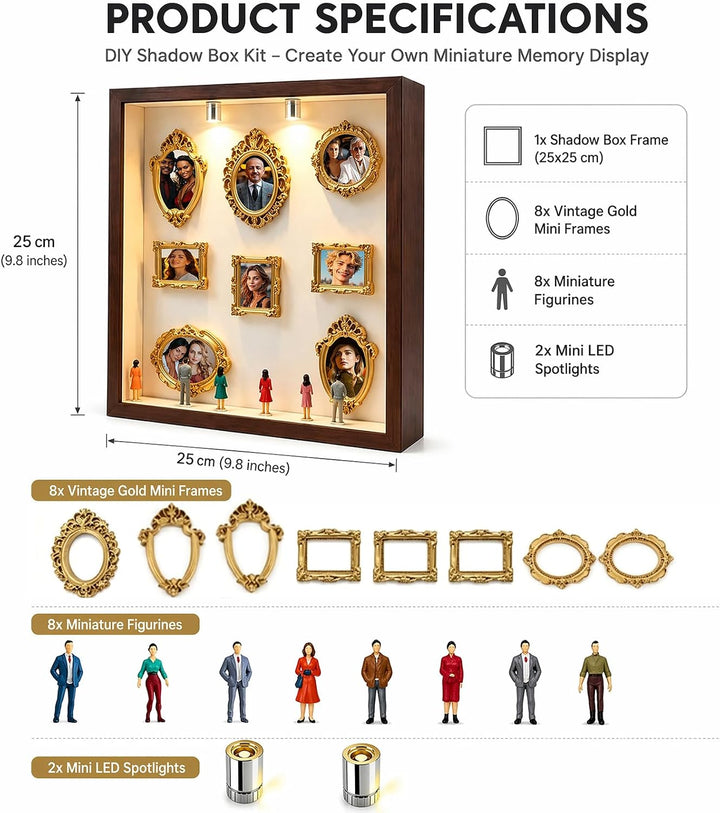 DIY Mini Museum Silhouette Box, Mini Bilderrahmen Vintage, Miniatur Museum mit LED, Kreatives Erinne