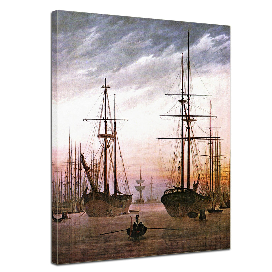 Bilderdepot24 Bild auf Leinwand | Caspar David Friedrich Ansicht eines Hafens in 50x70 cm als Wandbi