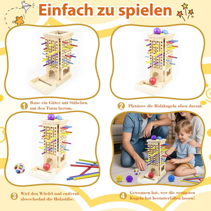 Montessori Spielzeug ab 3 Jahre, 3-in-1 Spiel Brettspiel aus Holz ab 3 4 5 6 Jahre, 40 Stück Bunte H