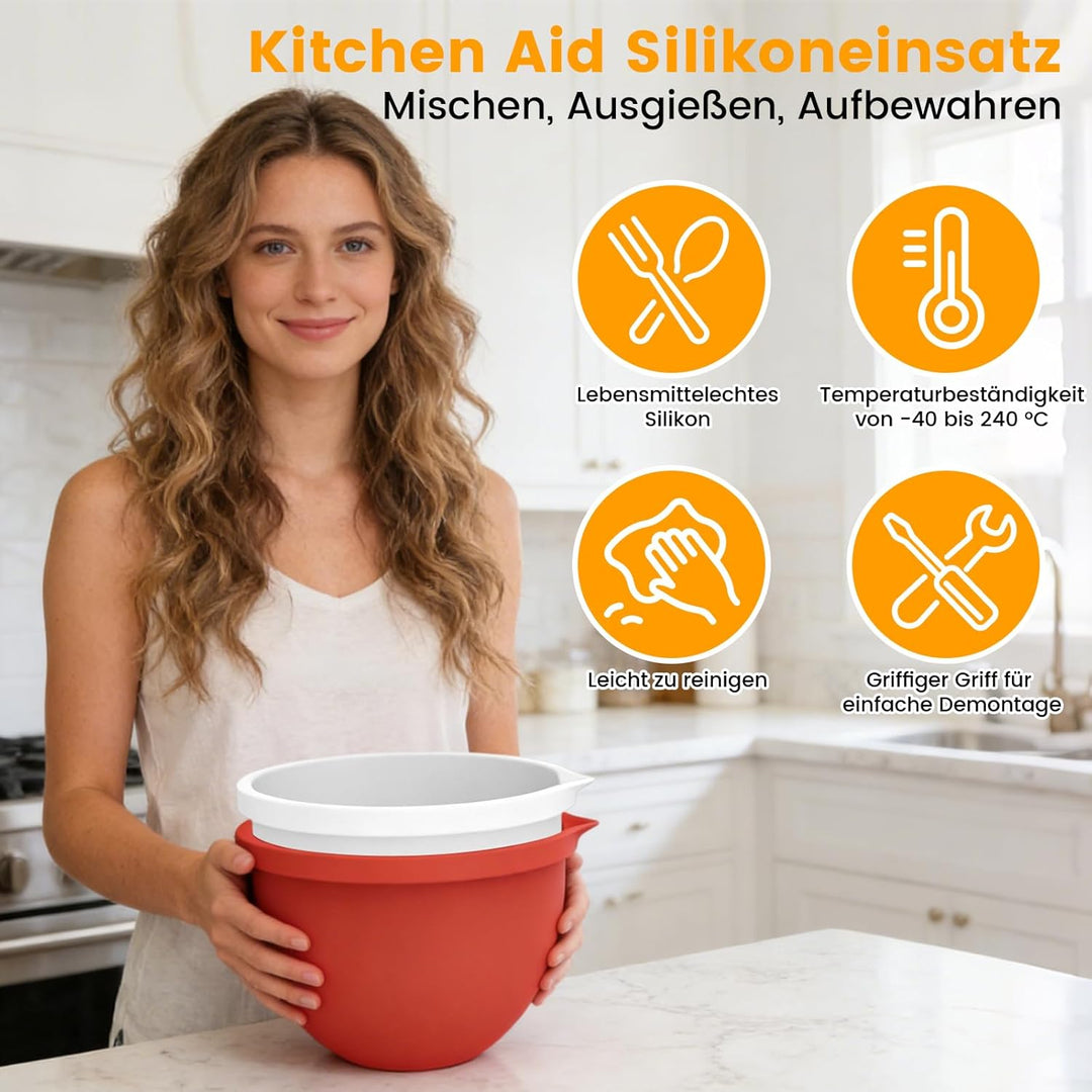 Silikon Einsatz kompatibel mit Kitchen Aid Küchenmaschine Mixer, 4,5–5 Quart Bowl Liner für Tilt-Hea