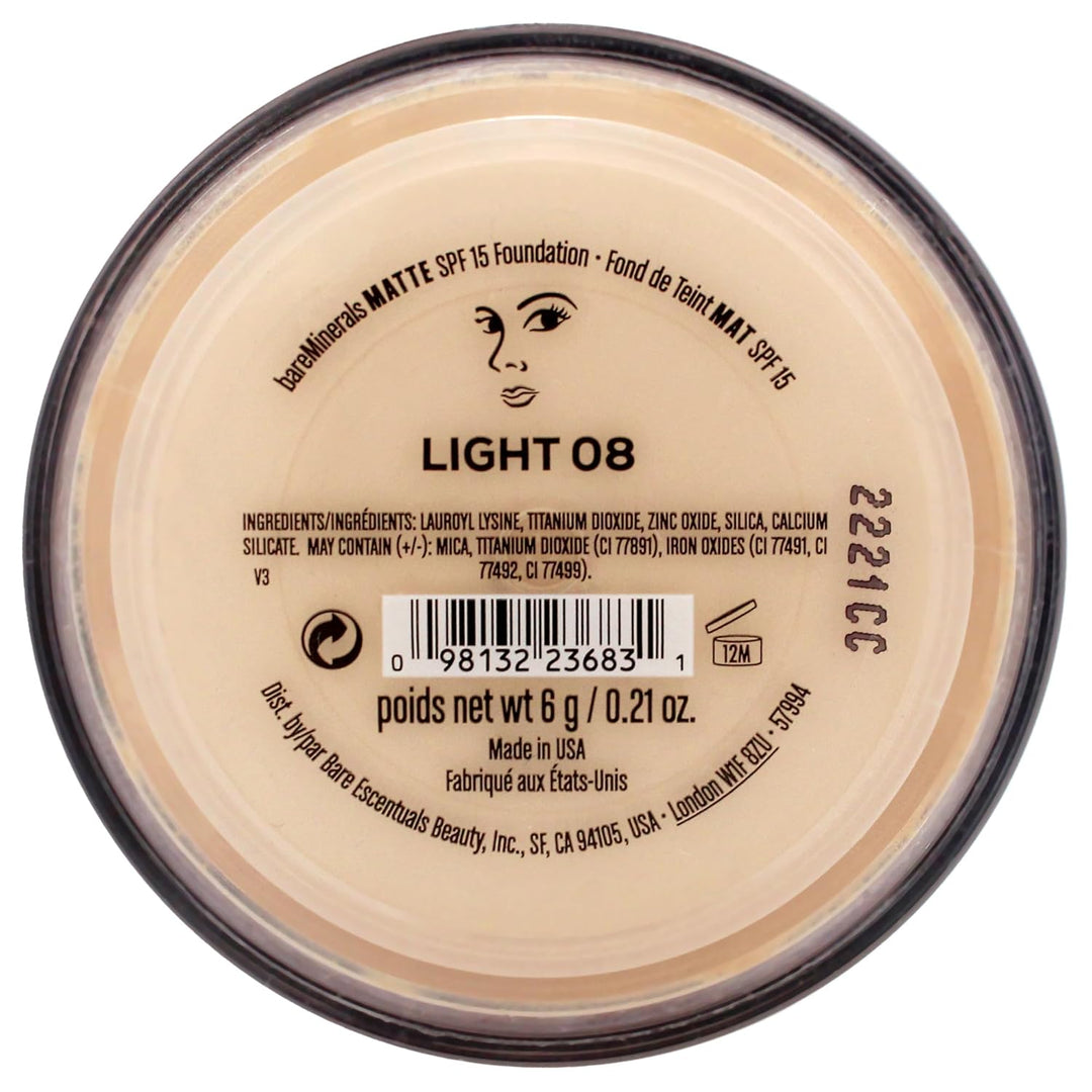 Bare Minerals Matte SPF 15 Mineral Make-up, 08 Light, 30 g Light 30 g (1er Pack), Light 30 g (1er Pa