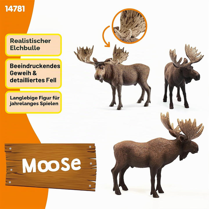 SCHLEICH 14781 Elch Bulle, für Kinder ab 3+ Jahren, WILD Life - Spielfigur alte Version, alte Versio