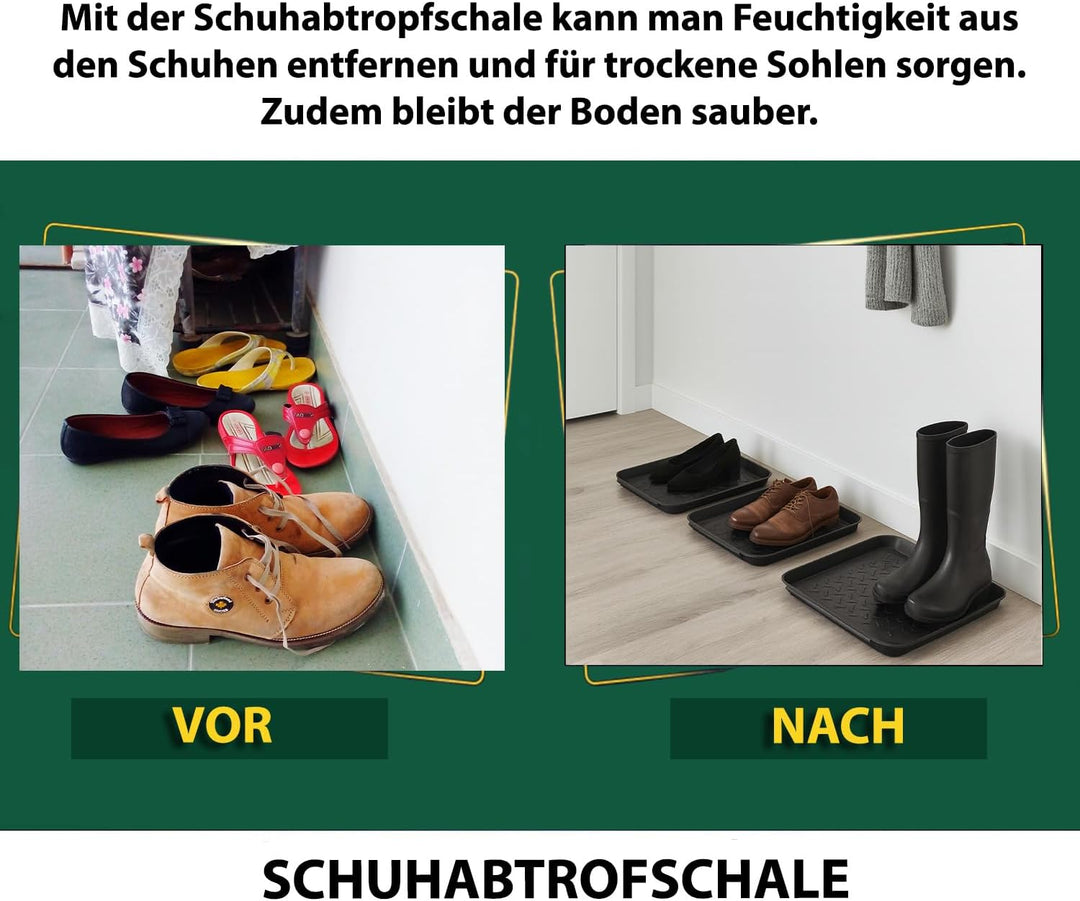 Schuhablage Schuhabtropfschale 3er Set – rutschfeste Schuhmatte Abtropfmatte aus Kunststoff, Schuhab