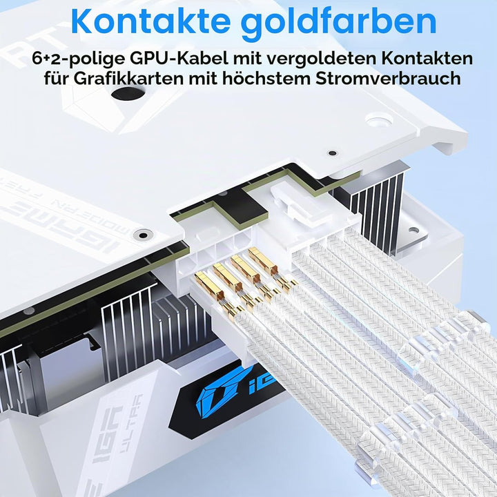 Sirlyr Perlweisses PSU-Verlängerungskabel-Set, massgeschneidertes ummanteltes Netzteilkabel, Mod für