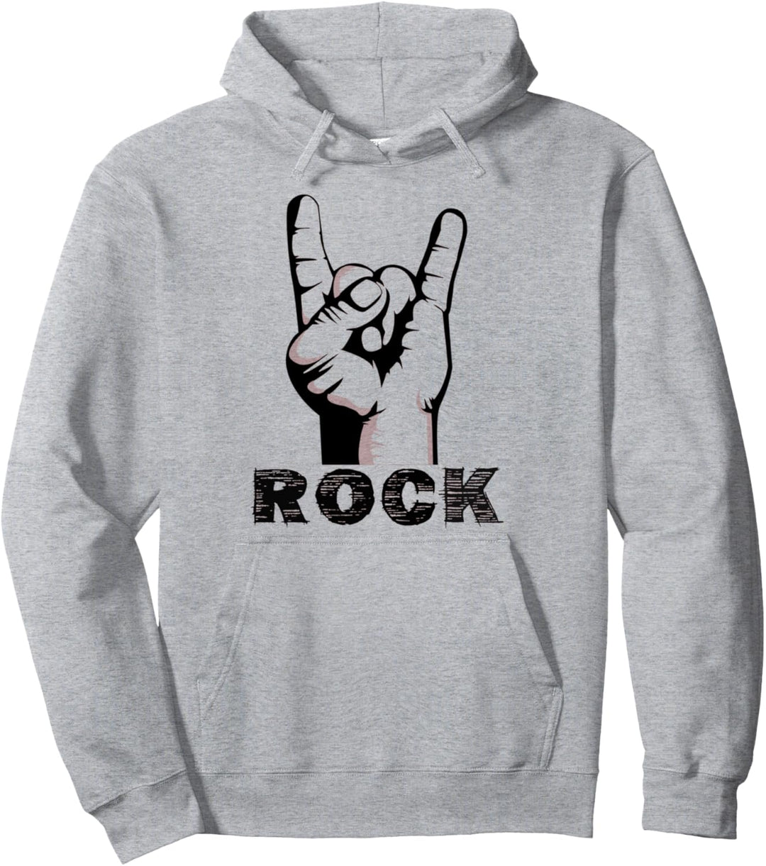 Hemd mit schwarzem Punk-Hand, Französische Gabel-Schriftzug Rock Pullover Hoodie
