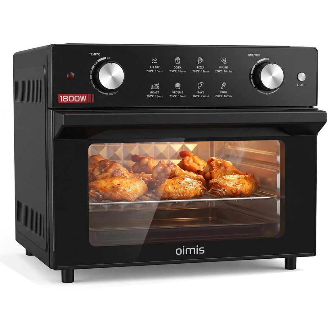 Heissluftfritteuse 30-230℃, 30L 1800W, 8-in-1 Airfryer mit Deutsche Rezepte | Abnehmbare Glastür, 18
