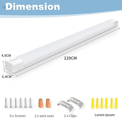 Feuchtraumleuchte LED 120cm 36W 3600lm Deckenleuchte Garage IP66 Wasserfest Kellerlampe, 5000K LED D