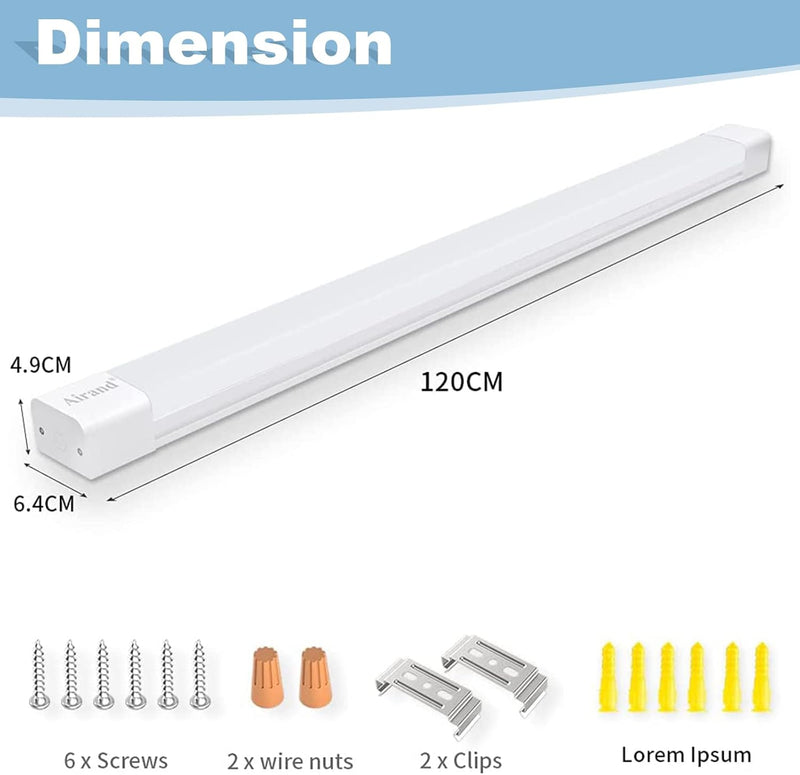 Feuchtraumleuchte LED 120cm 36W 3600lm Deckenleuchte Garage IP66 Wasserfest Kellerlampe, 5000K LED D