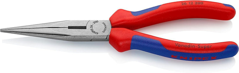 KNIPEX Flachrundzange mit Schneide, 200 mm, Chrom-Vanadium Stahl, formstabil bei Verwindung durch el