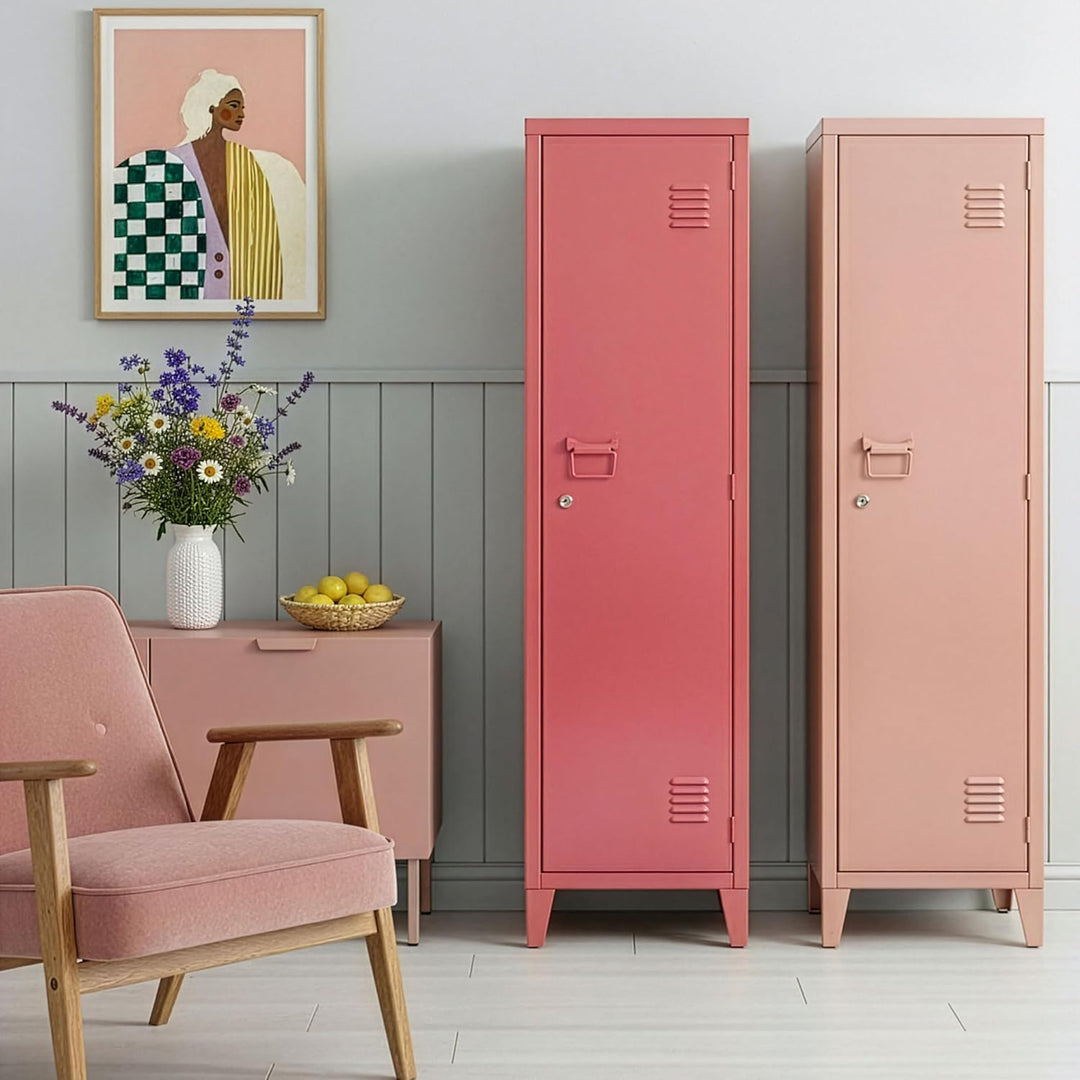 [en.casa] Einzelspind Kurikka Metallspind mit 2 Ablagen 137 x 38 x 38 cm abschliessbar Schliessfachs