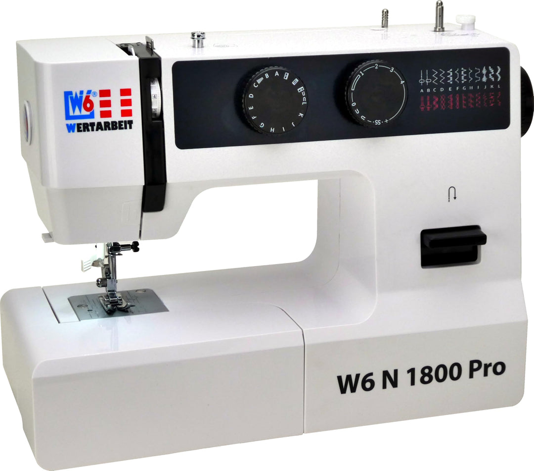 W6 Nähmaschine N 1800 Pro mit 25 Programmen | Freiarm | automatischer Einfädler | CB-Greifer | Knopf