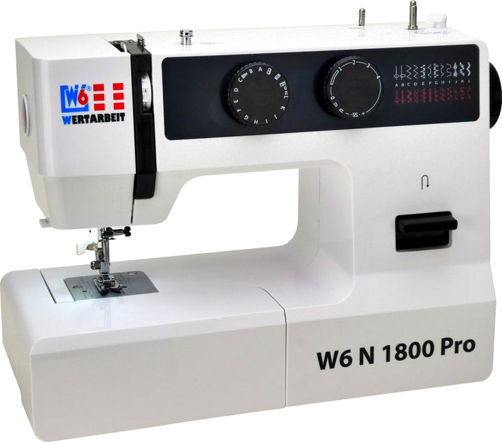 W6 Nähmaschine N 1800 Pro mit 25 Programmen | Freiarm | automatischer Einfädler | CB-Greifer | Knopf
