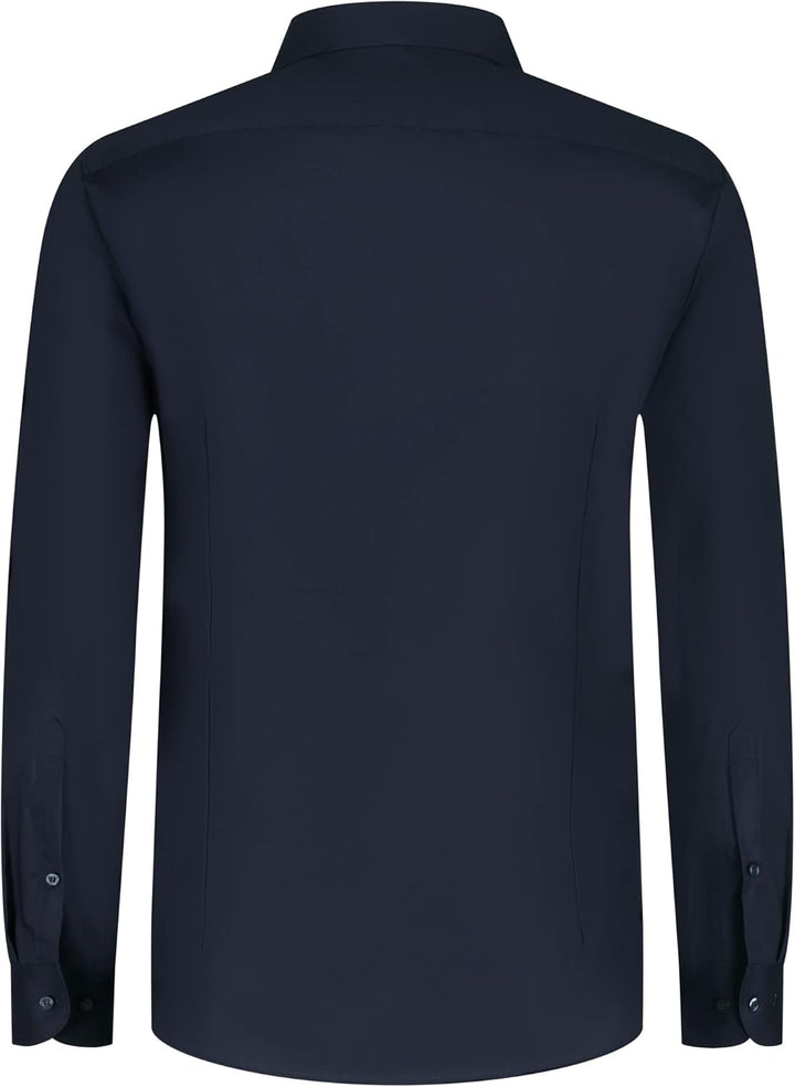 OLYMP Herren Businesshemd Langarm Level Five,Einfarbig,Body fit,Royal Kent 39 Marine 18, 39 Marine 1