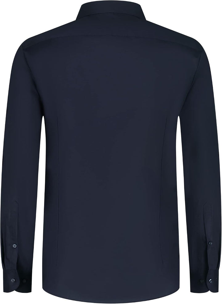 OLYMP Herren Businesshemd Langarm Level Five,Einfarbig,Body fit,Royal Kent 38 Marine 18, 38 Marine 1